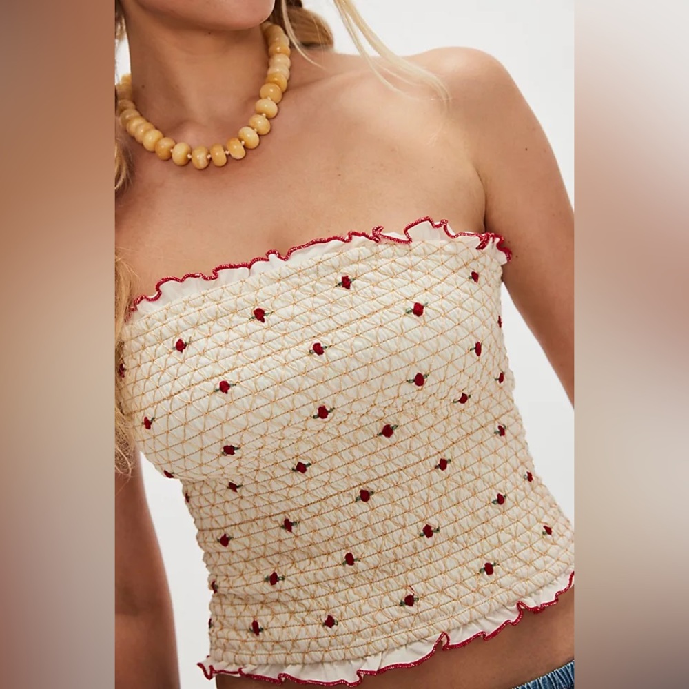 NWOT Free People Field Of Roses Tube Top